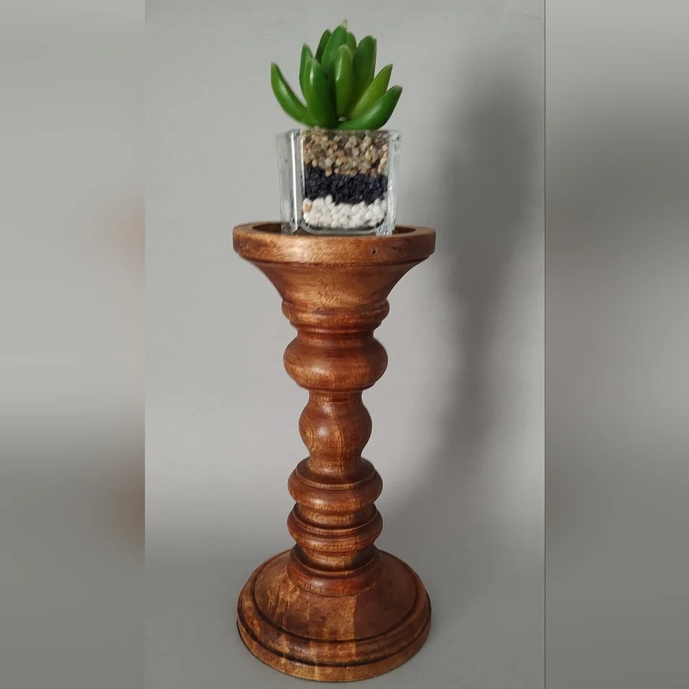 Wood Candle Holder  Size Medium Brown Unbranded New With Out Tag Rustic